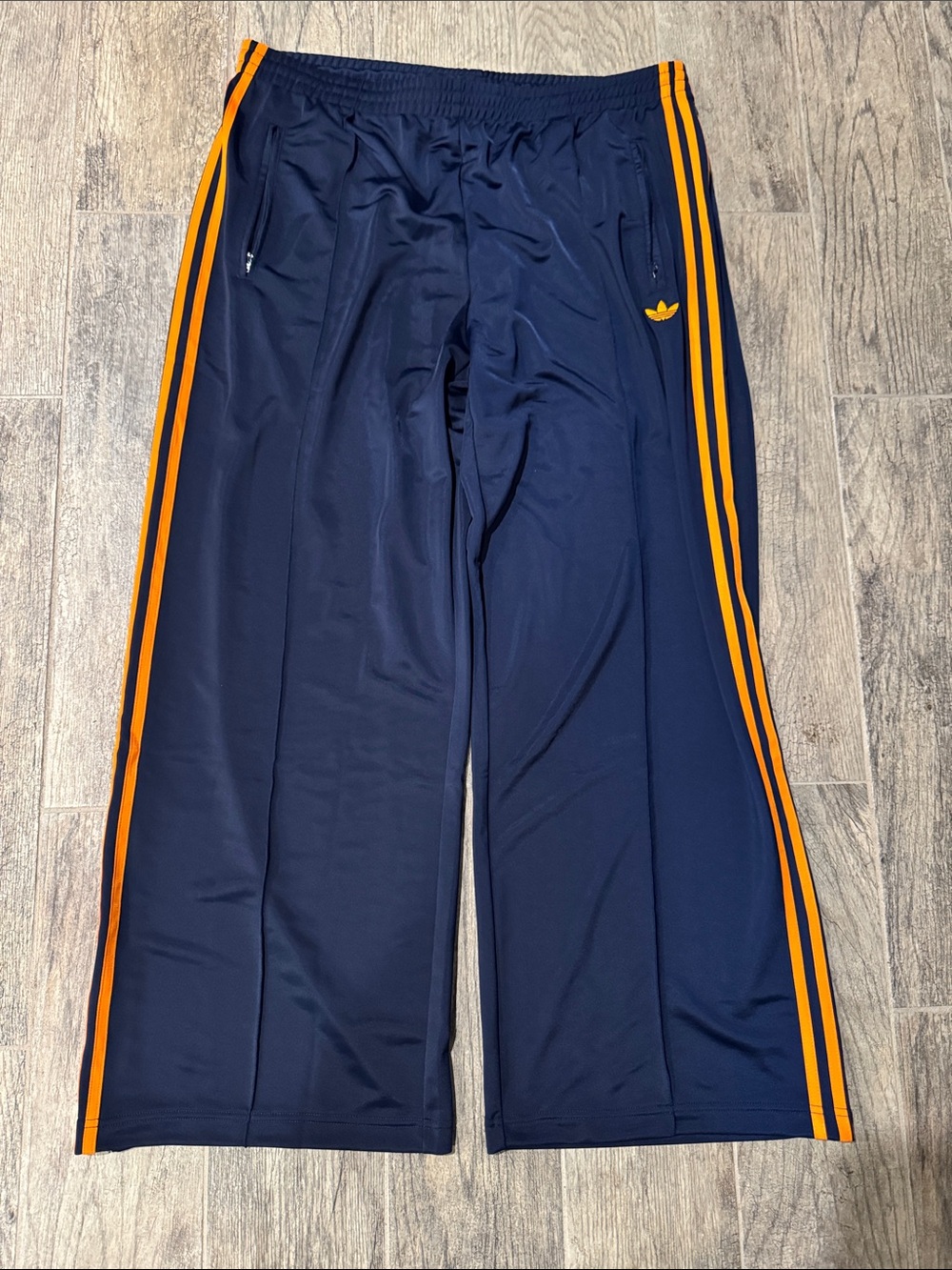 adidas Navy and Orange women Track Pants with Side Stripes